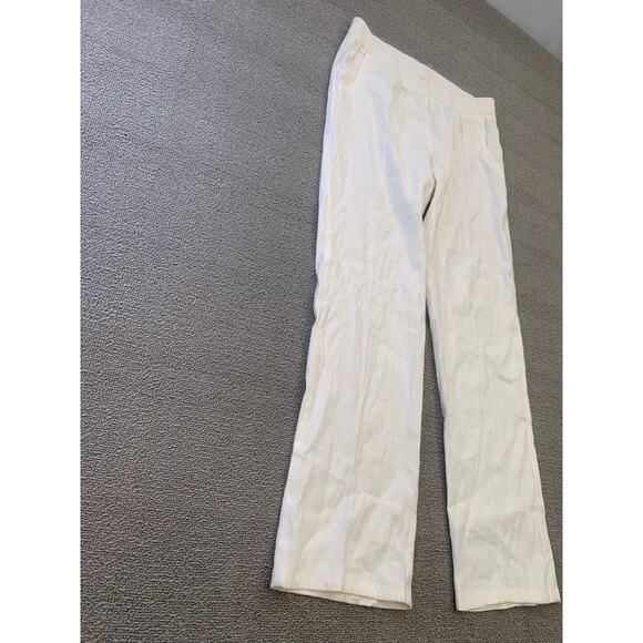 Monrow Women Medium White Wide Leg Linen Blend Pants - Picture 13 of 14